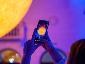 Supporting image for story: Illuminated sculpture of the sun goes on display in Birmingham city centre