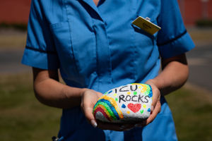 Nurse Claire Thorpe with one of the stones