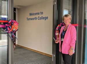Claire Boliver cutting ribbon at new Tamworth College