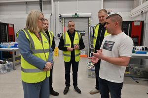 Minister for Skills Jacqui Baroness Smith was visiting a Specsavers factory in Kidderminster to talk to apprentices