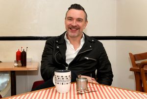 Ed James enjoys a cup of tea at a Wolverhampton cafe before meeting the public in the city centre