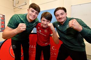 Alfie Salt meets the players during their visit