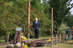 Prime Minister Boris Johnson during the national service of remembrance marking the 75th anniversary of VJ Day at the National Memorial Arboretum in Alrewas, Staffordshire. Photo: Anthony Devlin/PA Wire.