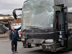 Supporting image for story: 20-ton coach 'used as battering ram' to smash into Dudley firm's building