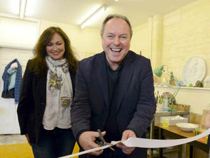 Supporting image for story: Watch: Poldark star cuts ribbon to open sculptor Jane's 'live art' gallery in Church Stretton