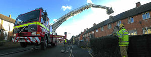 Fire crews were forced to tackle a chimney blaze in a Ludlow property with the aid of an aerial ladder