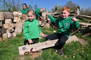 Outdoor learning is encouraged at the primary school in Albrighton. Front: Olivia Hammett 6, Travis Burton 7. Back: Dorothy Quilter 8, Harriet Lewis 6.