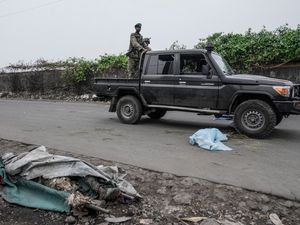 Members of M23 rebel patrol on the street of Goma