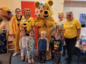 Supporting image for story: Children in Telford receive a special visit from Pudsey Bear