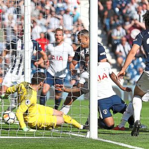 Jake Livermore scrambles home a dramatic winner against Spurs. (AMA)