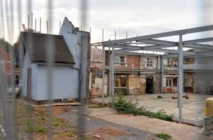 The building when it was just partially demolished