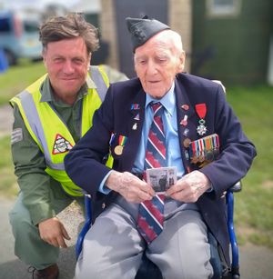 Kevin Taylor, Director Dangerous Sheep Events and 102yr old Veteran Bernard Morgan
