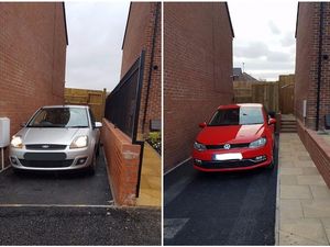 Supporting image for story: That's better! Tiny driveway put right after couple 'couldn't get out of car' parked outside