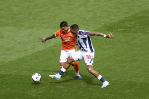 Karlan Grant battles for the ball during West Brom's pre-season trip to Blackpool (Photo by Adam Fradgley/West Bromwich Albion FC via Getty Images)