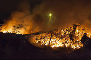 The fire in full flow. Photo: Nigel Gooding (West Midlands Fire Service volunteer photographer)