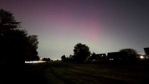 Lights captured over Wellington at just before 8pm