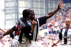 Darren Moore celebrates putting Albion one up