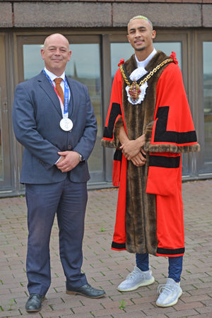Olympic boxer Ben Whittaker becomes Mayor of Wolverhampton for the day with the help of Mayor Greg Brackenridge.