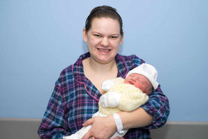 Emma Eakin with her New Year's boy William, born five week early at 5.34am weighing just 6lb 7oz