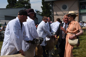 Princess Anne meeting some of the farmers who were exhibiting their sheep at the Royal Welsh Show in 2022