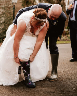 Wellies on for the couple