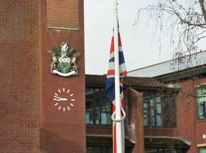 The flag flying at half mast at South Staffordshire District Council Offices, Codsall.