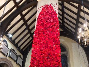 Supporting image for story: Poppy cascade is centrepiece in village church 