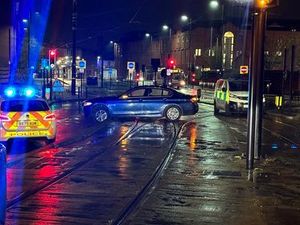 Supporting image for story: Car on the tracks stops trams from running into Wolverhampton city centre