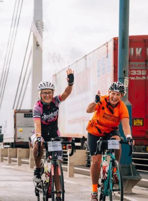 Lisa Lander, pictured left, has completed the ride across Britain for charity