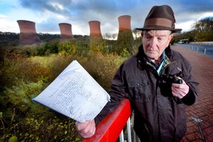 John W Morris, 77, from Gnosall, with a petition to call for the cooling towers here to stay
