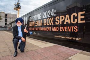 Councillor Bhupinder Gakhal, Wolverhampton Council's cabinet member for visitor city, at the previous site for the proposed box which was supposed to have opened last year