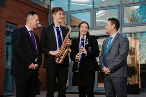 Wrekin College direcotr of music Simon Platford alongside Henry Willis, Kate Grimsdale and British choral composer Philip Stopford