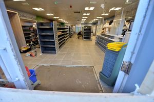 Inside the Spar at Coleham where staff have become used to clearing up floodwater