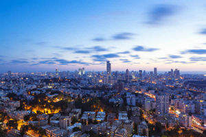 Night vision – the skyline of Tel Aviv lit up