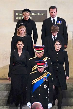 William and Harry lead their cousins to take part in a vigil for the Queen
