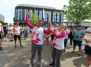Baton-bearers Stuart Richards and Alison Smith at Southwater, Telford