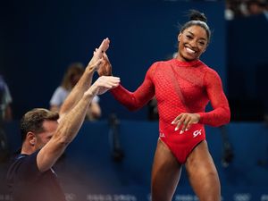 Supporting image for story: Simone Biles ‘ecstatic’ after victory in vault completes Paris gold hat-trick