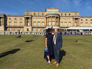 Mr Pitt and his wife at Buckingham Palace