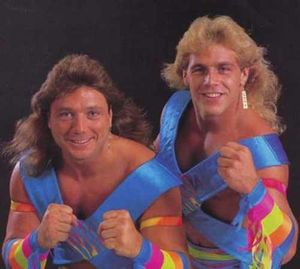 Marty Jannetty and his old tag team partner Shawn Michaels during his WWF career