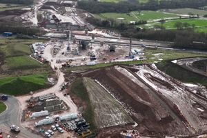Construction work continues on the HS2 line in Water Orton near Birmingham