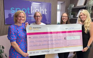 Team members from Spotlight Accounting celebrate fundraising for Brain Tumour Research (Left to Right) Carrie Stokes, Emma Oliver, Janine Johnson and Lucy Woodrow.