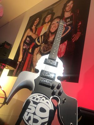 Dave Hill's 'Superyob' guitar at the Slade exhibition