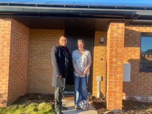 New resident Mandy Davies and Harpreet Rayet, Managing Director at Aspen Grange celebration event.