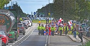 The groups marched from Cannock town centre to the hotel