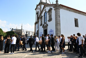 The coffins of Diogo Jota and Andre Silva are brought into the Igreja Matriz de Gondomar in the town of Gondomar near Porto. The Liverpool and Portugal forward died along with his younger brother Andre Silva in the accident in Zamora on Thursday morning. Picture date: Saturday July 5, 2025. PA Photo. Photo credit should read: PA Wire.