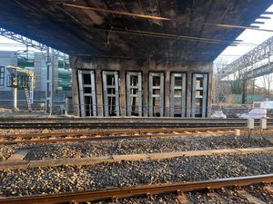 The refurbished Stafford Railway Station bridge