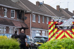 Emergency services at the scene in Plascom Road Photo: PA