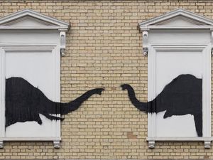 Supporting image for story: Banksy adds to animal artwork collection in London with new elephant design