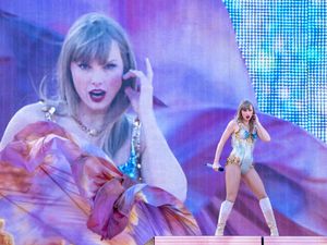 Taylor Swift performs on stage during her Eras Tour at the Murrayfield Stadium in Edinburgh