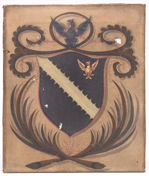 The Braddock family coat of arms that is heading to America.